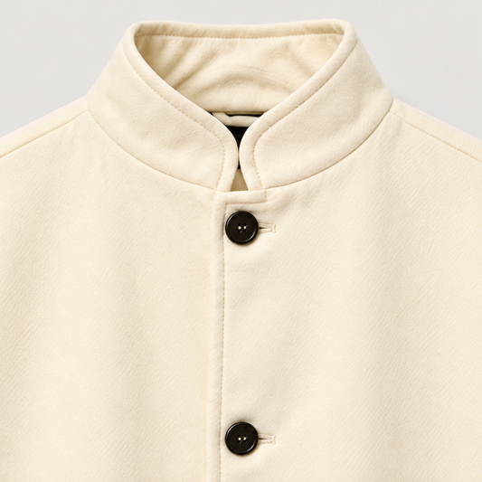 CELESTE Cremejacke – Kragen und Knöpfe, Detailvisualisierung