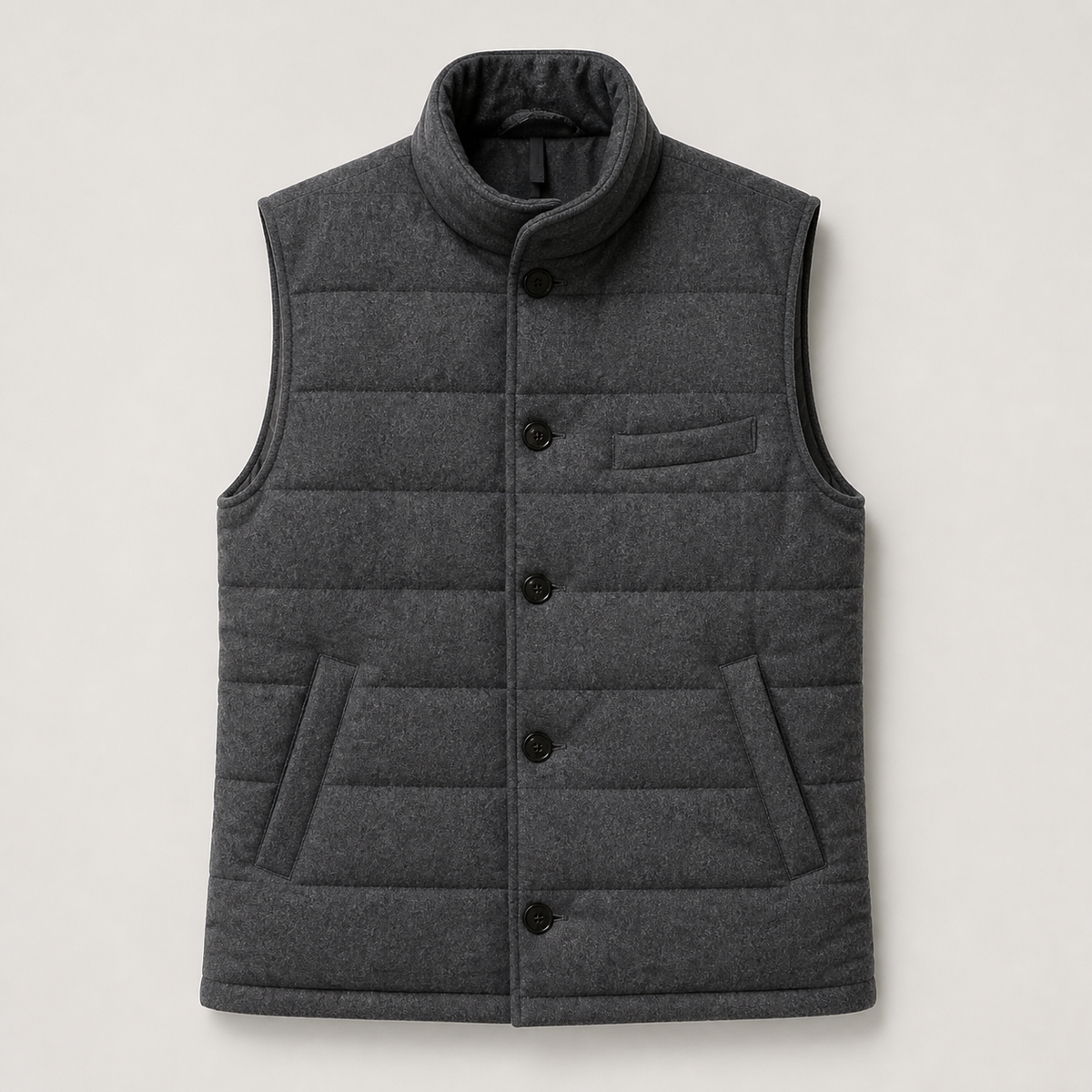 CELESTE Grey Quilted Vest – Vorderansicht