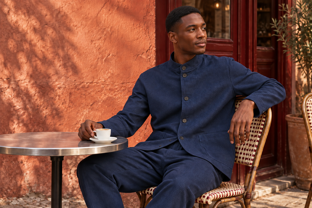 CELESTE – Navy-Look am Café, Kampagnenvisualisierung
