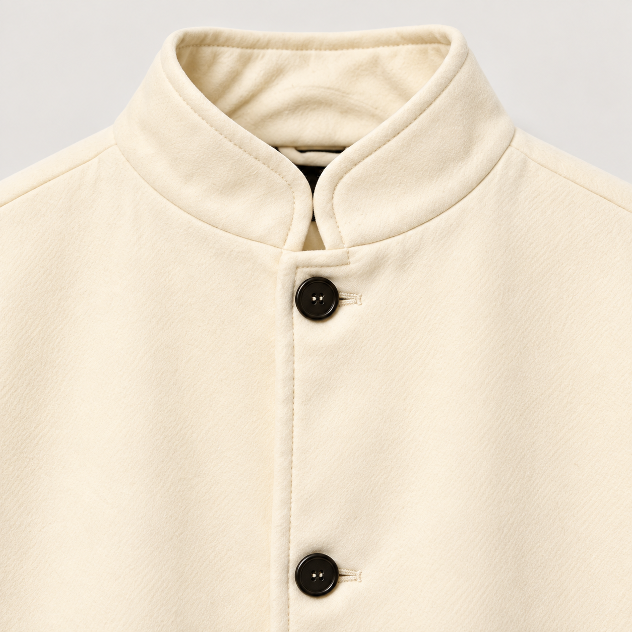 CELESTE Cremejacke – Kragen und Knöpfe, Detailvisualisierung