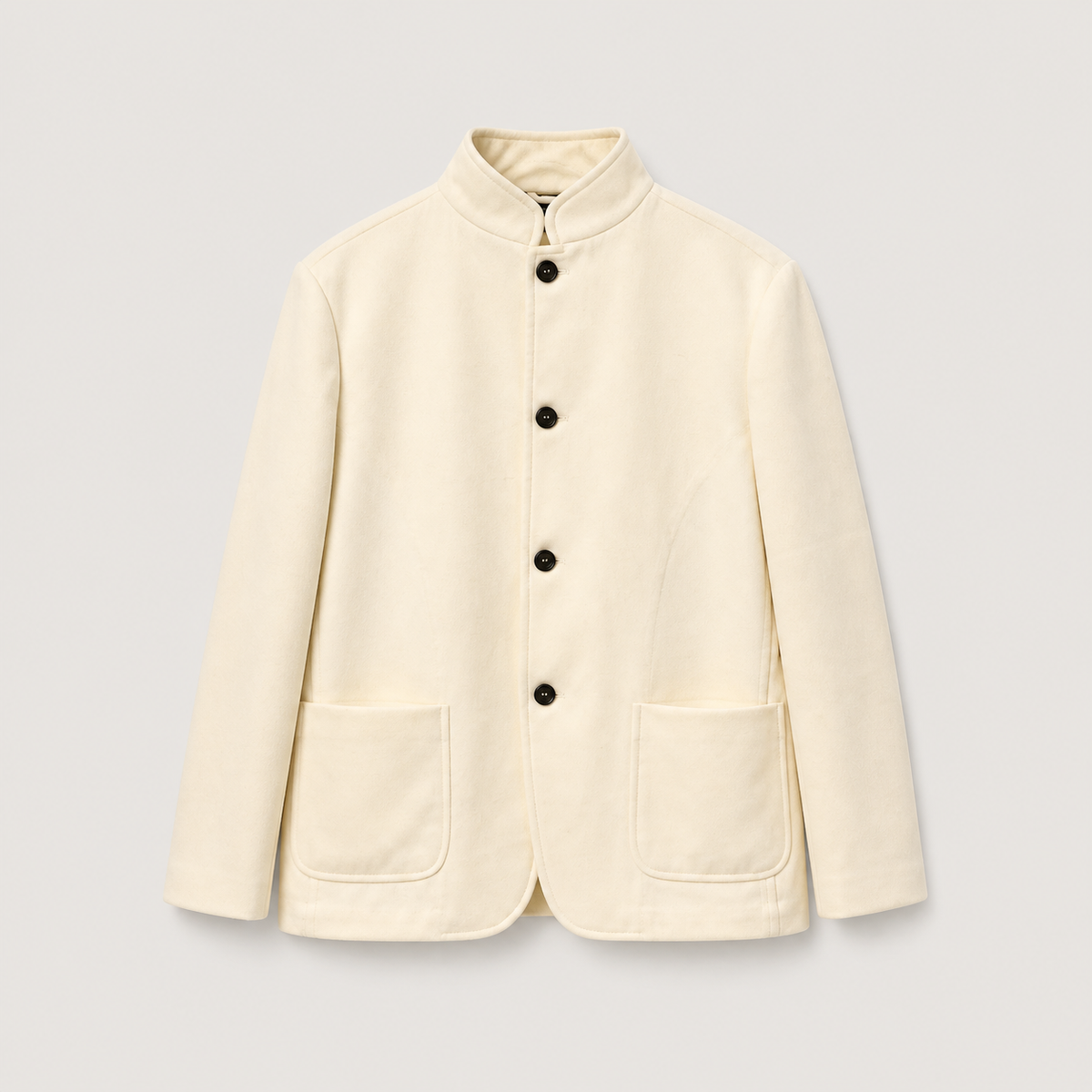 CELESTE Cream Stand-Collar Jacket – Vorderansicht