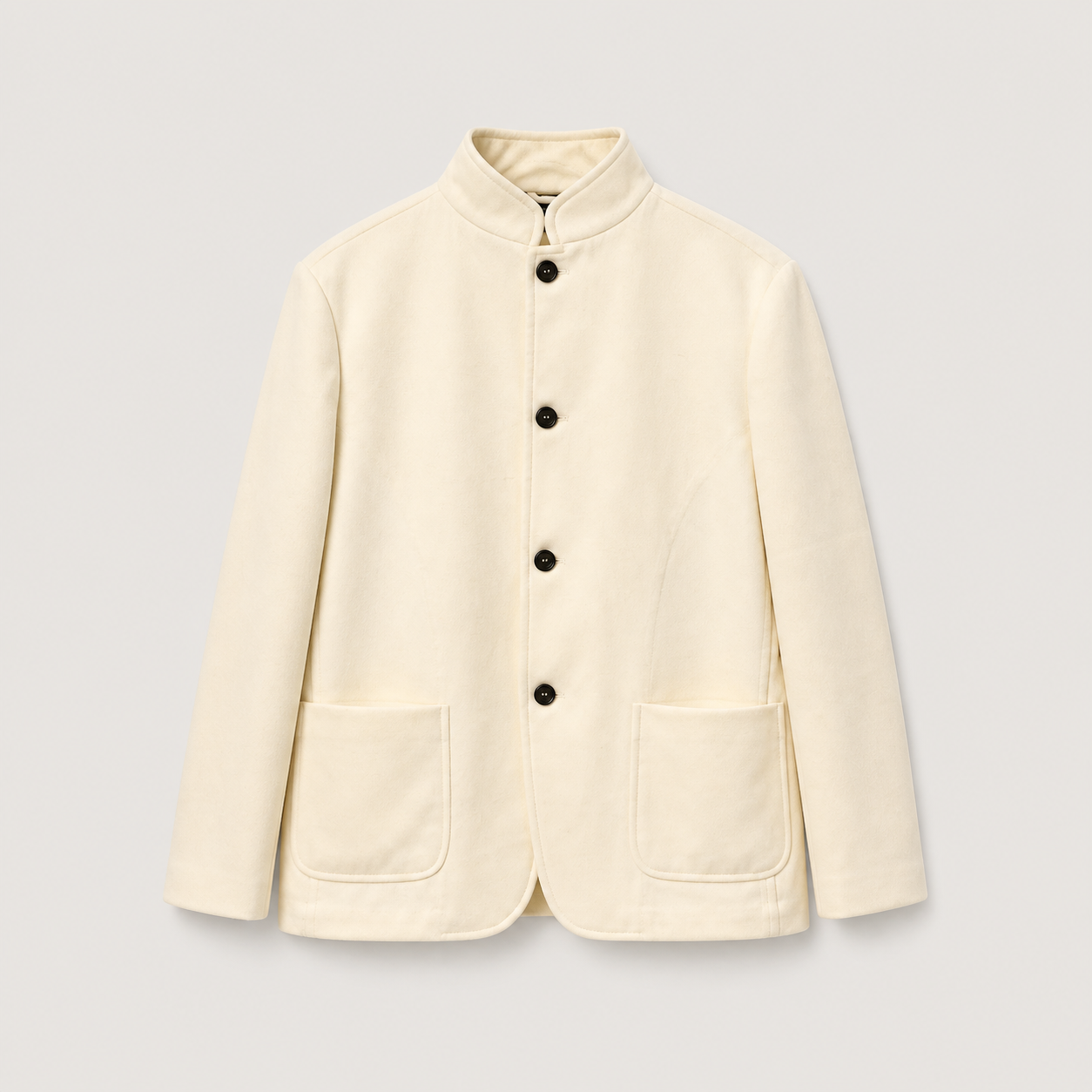 CELESTE Cream Stand-Collar Jacket – Vorderansicht