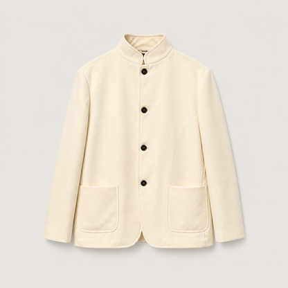 CELESTE Cream Stand-Collar Jacket – Vorderansicht