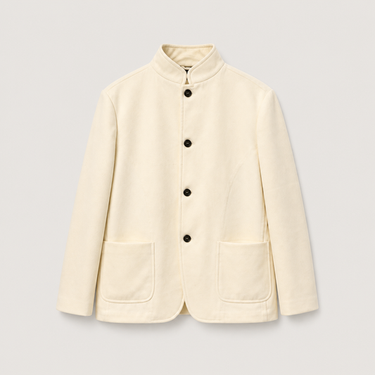 CELESTE Cream Stand-Collar Jacket – Vorderansicht