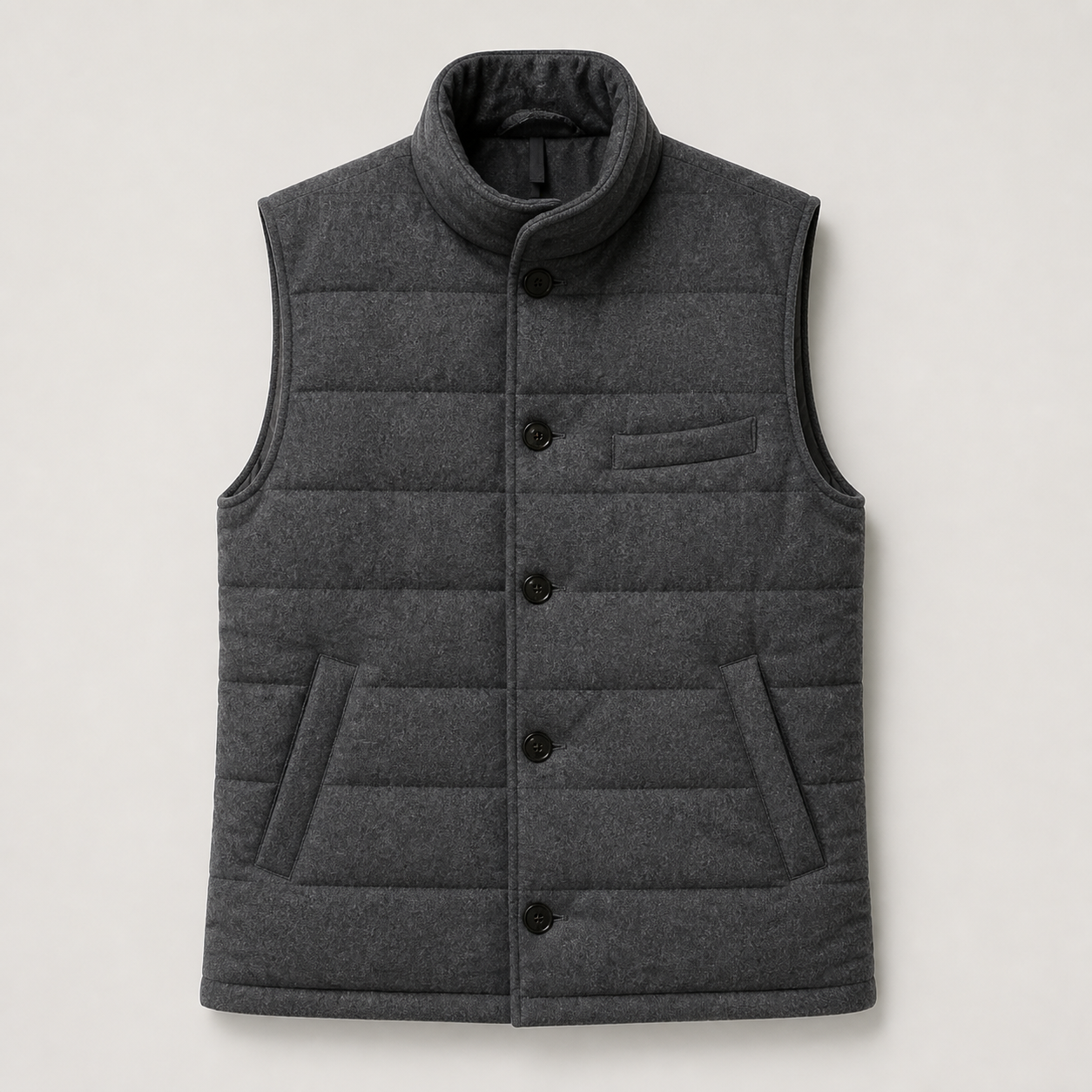 CELESTE Grey Quilted Vest – Vorderansicht