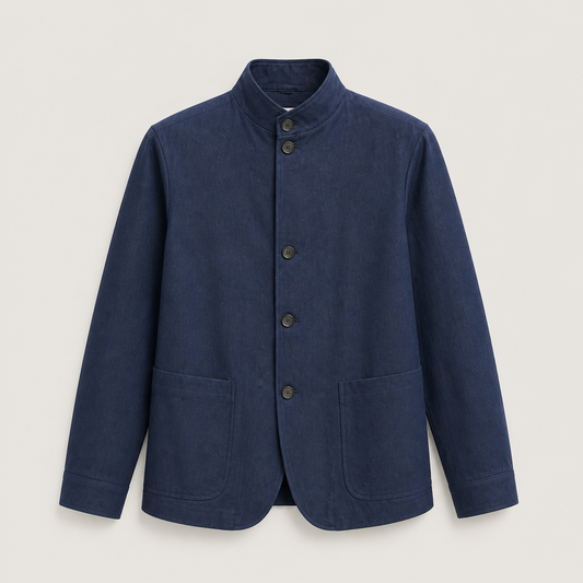 CELESTE Navy Stand-Collar Jacket – Vorderansicht
